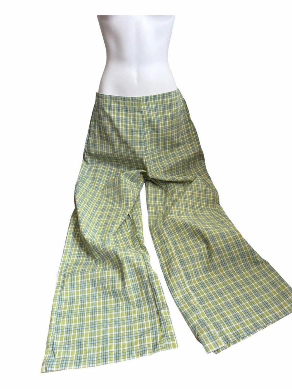 SHEIN Olive & Blue Plaid Pants